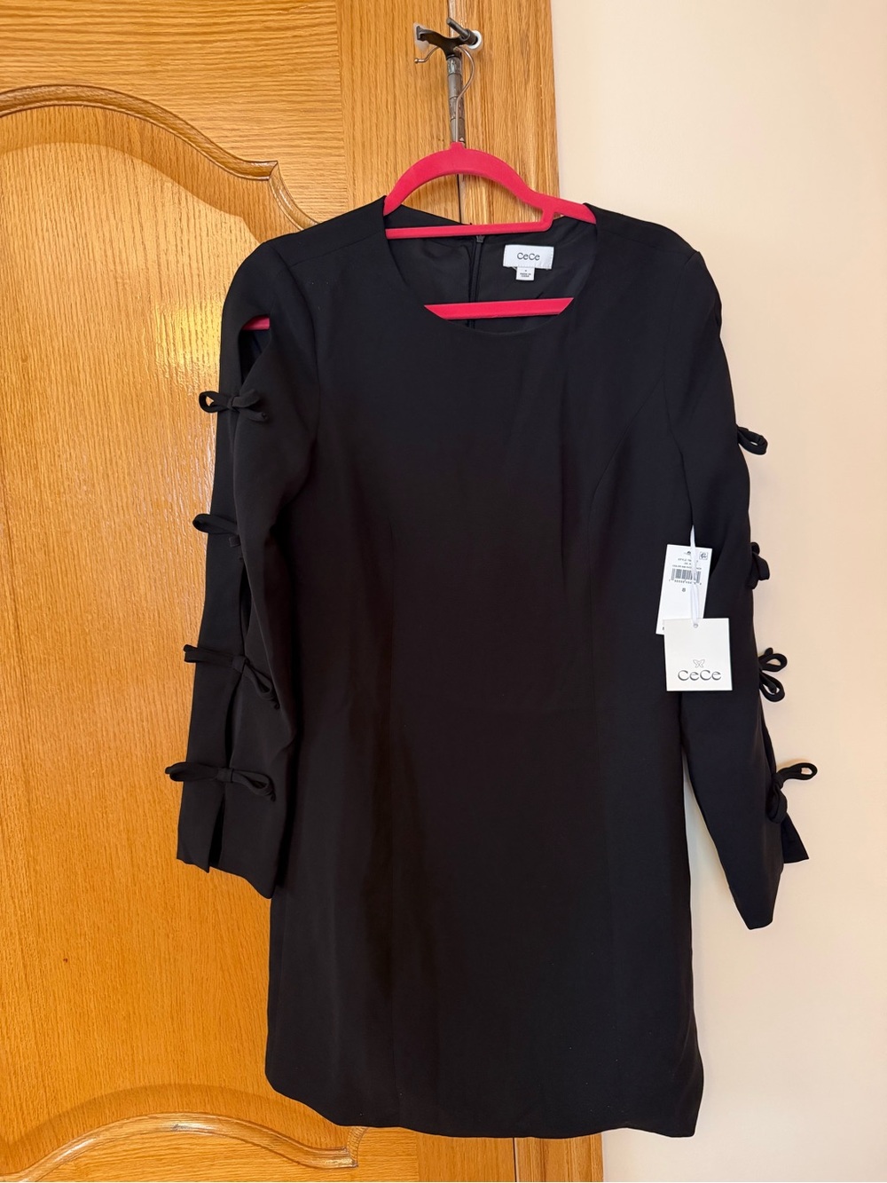 CeCe Black Tie-Sleeve Mini Dress